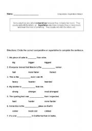 English worksheet: Comparatives and Superlatives Review