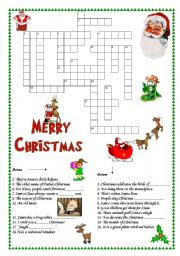 English Worksheet: Christmas crosswords