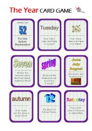 English Worksheet: Card Game: The Year