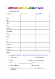 English worksheet: Comparison of adjectives 