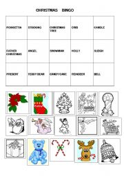 English Worksheet: CHRISTMAS BINGO