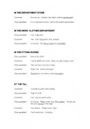 English Worksheet: Department store dialogue