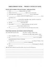 English Worksheet: simple present present continuous