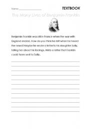 English worksheet: Creative Writing about Ben Franklin