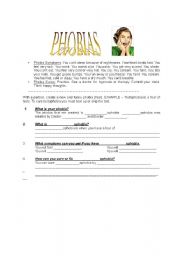 English Worksheet: Phobias - Funny Phobia Creation