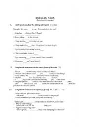 English worksheet: English test