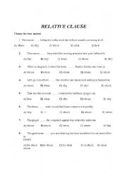 English Worksheet: Relative clause