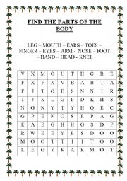 English worksheet: FIND BODY PARTS