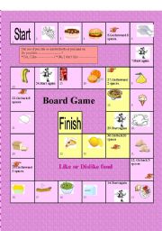 English Worksheet: Board game: Like or dislike food