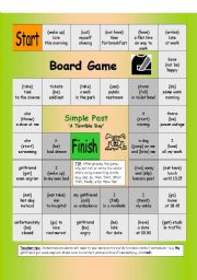 English Worksheet: Board Game - A Terrible Day (Past Simple)