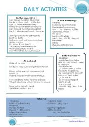 English Worksheet: daily activities