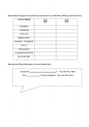 English worksheet: Like/Dont like + unscrambling types of movies