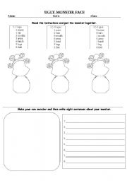English Worksheet: Ugly Monster Face