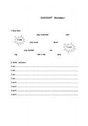 English Worksheet: can/cant