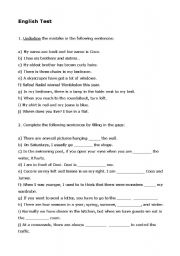 English worksheet: Pre intermediate grammar and vocabulary test