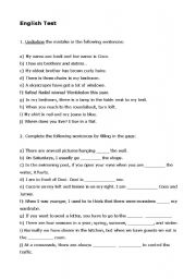 English Worksheet: Pre intermediate grammar and vocabulary test