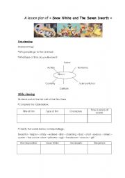 English Worksheet: snow white and the seven dwarfs