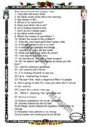 English Worksheet: find the mistake and correct it (100 sentences)
