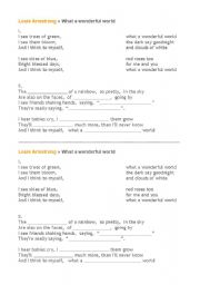 English worksheet: What a wonderful world - song