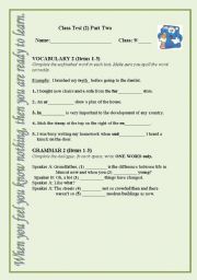 English worksheet: class test