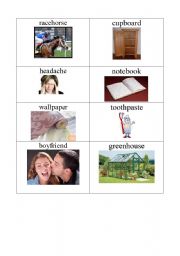 English worksheet: Compound Noun flashcards with pictures 1