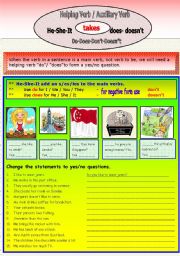 English Worksheet: Auxiliary - (Do-Does-Dont-Doesnt)