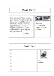 English Worksheet: sample of postcard