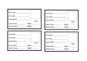 English worksheet: Identity Card