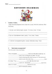 English worksheet: GRAMMAR REVISION: past tenses, modals, some/any/compounds/, expressing duration