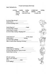 English worksheet: Present continuous (christmas)