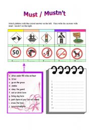 English Worksheet: Must/Mustnt