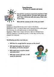 English worksheet: Discussion about the future:  economics and money