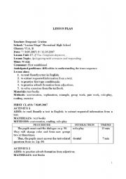 English worksheet: lesson plan