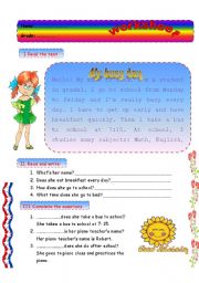 English Worksheet: my busy day