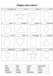 English worksheet: Shapes and Colors