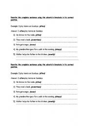 English worksheet: Frequency adverbs