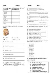 COUNTRIES AND NATIONALITIES    WORKSHEET