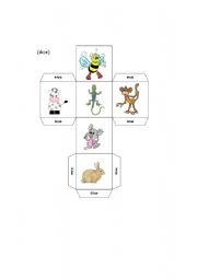 English worksheet: Animal dice with adjectives Practice #1 Die