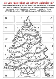 English Worksheet: advent calendar 1