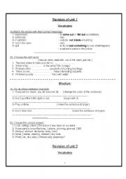 English worksheet: revision for 2 secondary 