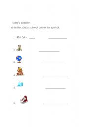 English worksheet: School Subjects