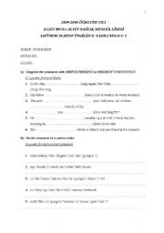 English Worksheet: 10. snf ingilizce 1. dnem 1. yazl (breeze)