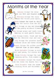 English Worksheet: months of the year poem