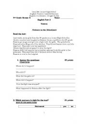 English Worksheet: violence in the schoolyard