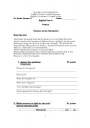 English worksheet: violence in the schoolyard