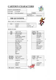 English Worksheet: cartoon characters