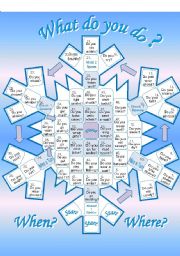 English Worksheet: What Do You Do? Conversation Game with Snowflake Layout