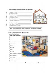 English Worksheet: rooms of the house and your bedroom