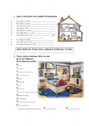 English Worksheet: rooms of the house and your bedroom
