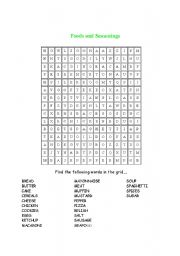 English worksheet: Foods and seasonings crosswords